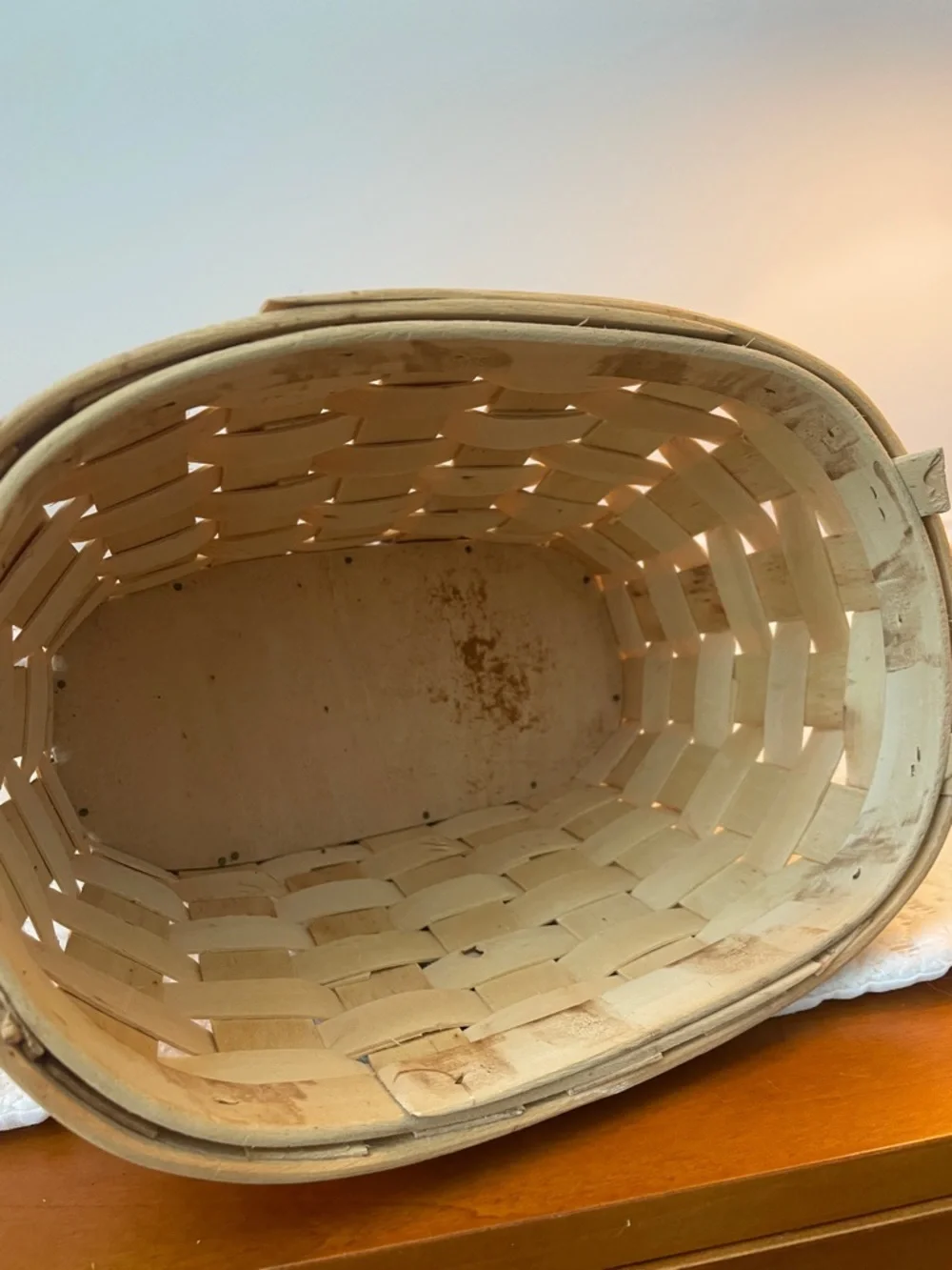 Natural Woven Wood Storage Basket -